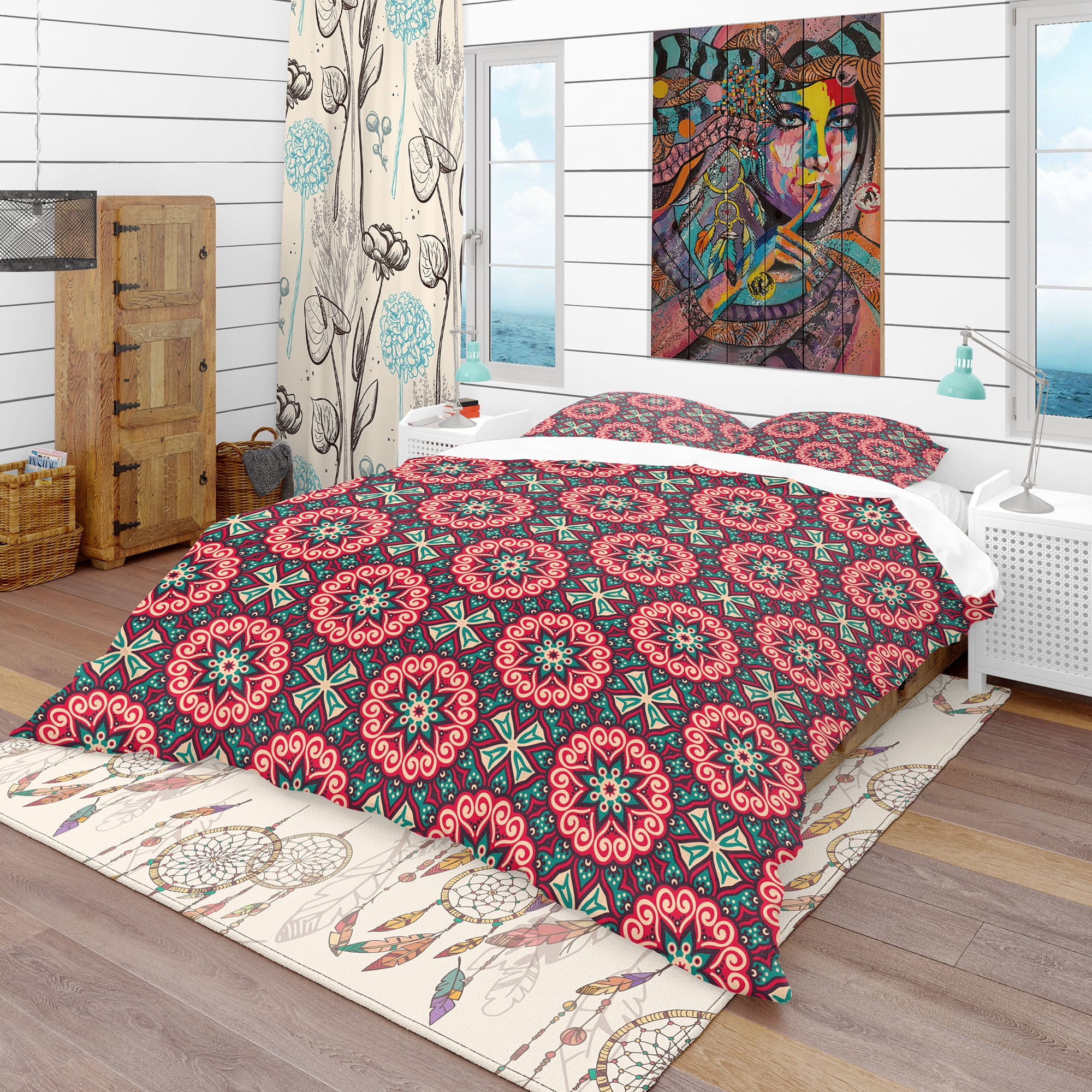 Designart 'Vintage Decorative Elements' Bohemian & Eclectic Duvet Cover Set