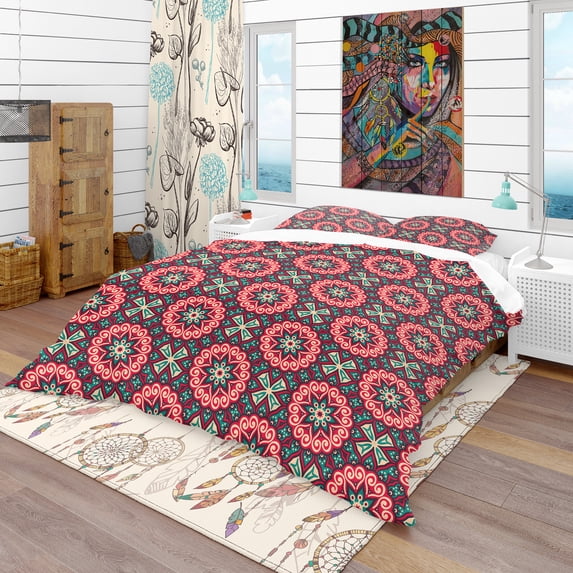 Designart 'Vintage Decorative Elements' Bohemian & Eclectic Duvet Cover Set