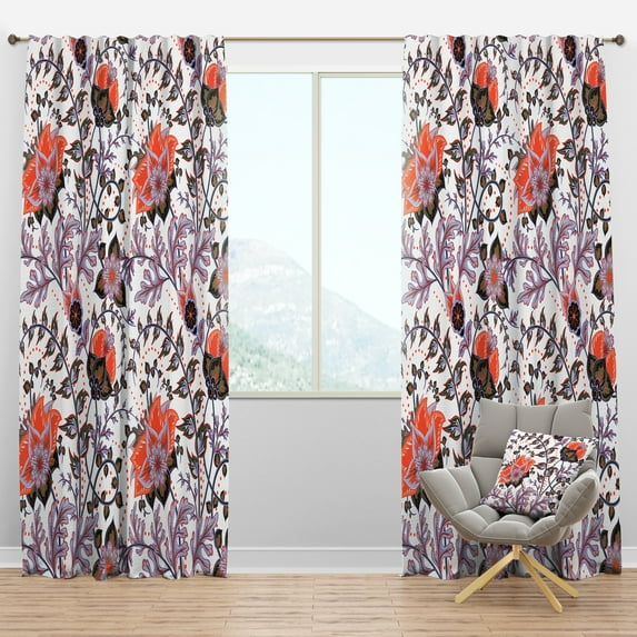Designart 'Vintage Decorative Elements With Pattern' Bohemian & Eclectic Blackout Curtain Panel