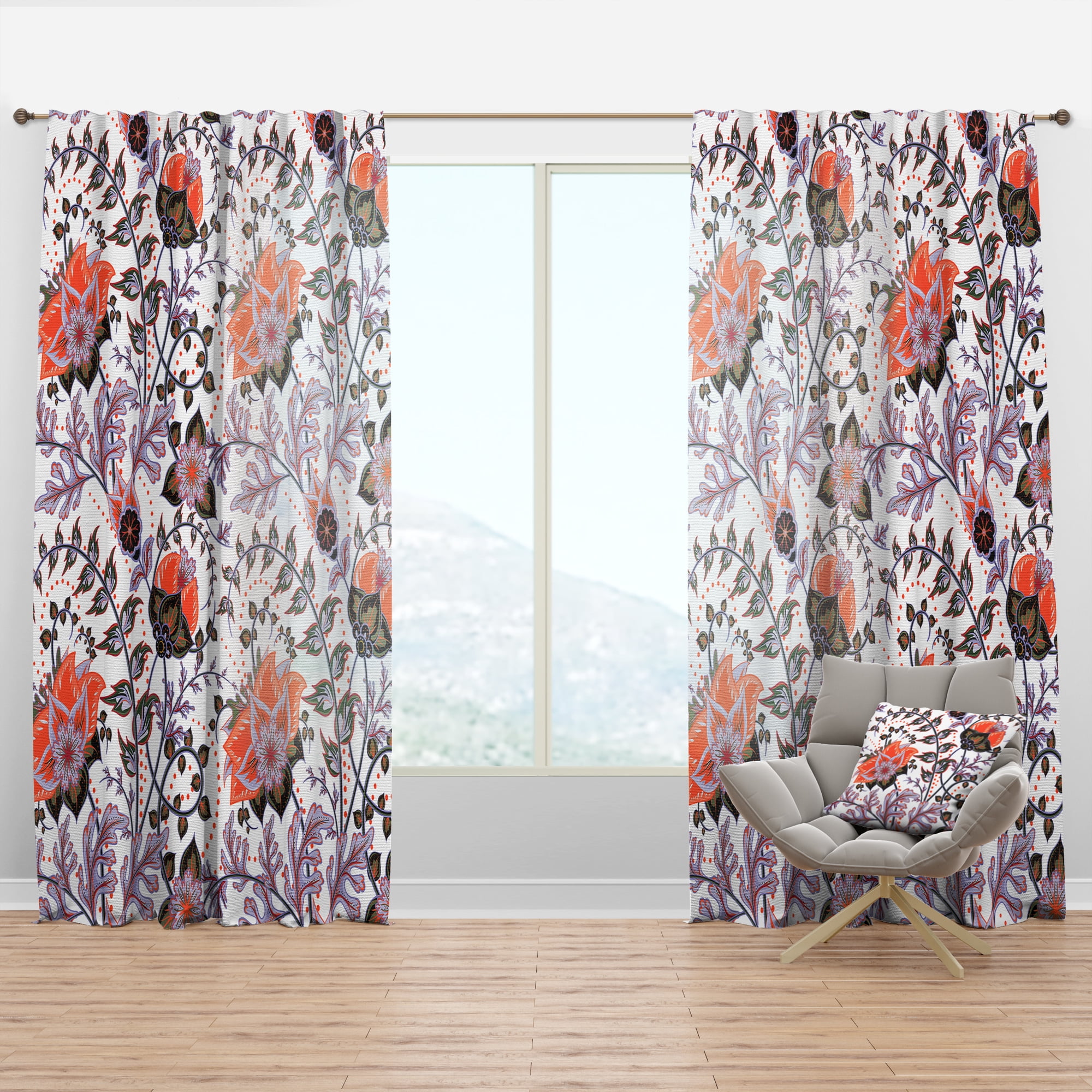 Designart 'Vintage Decorative Elements With Pattern' Bohemian & Eclectic Curtain Panel