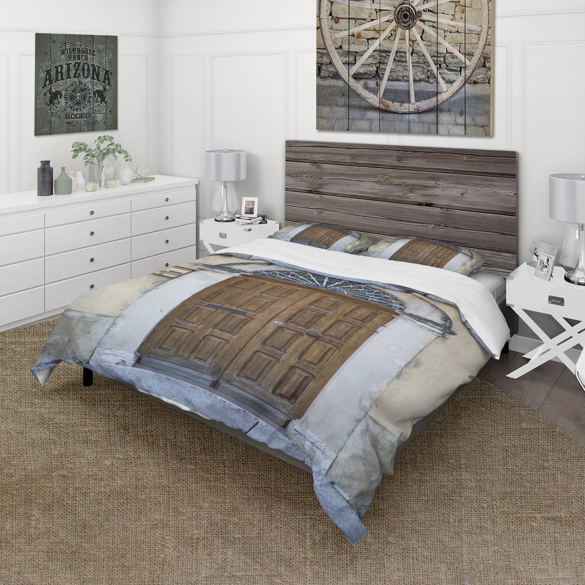 Designart 'Vintage Door in Sicily' Vintage Duvet Cover Set