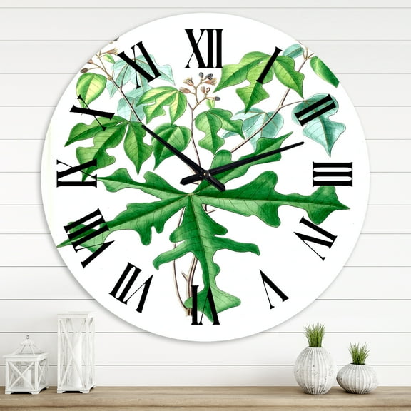 Designart 'Vintage Drawing Of Wild Plants' Traditional Wall Clock