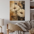 thumbnail image 1 of Designart "Vintage Elegance in Brown Daisy Flowers II" Floral Print on Natural Pine Wood, 1 of 5