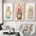 thumbnail image 1 of Designart "Vintage Floral Perfume Bottle in Pastel I" Perfumes Framed Wall Art Set Of 3 - Blue Glam Frame Canvas Set For Living Room Decor, 1 of 6