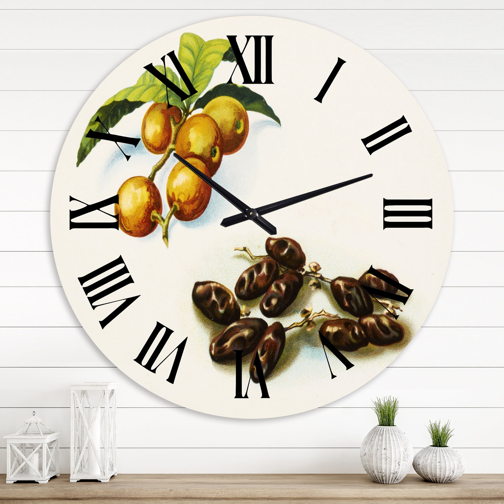 Designart 'Vintage Fruits Iv' Farmhouse Wall Clock