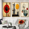 thumbnail image 1 of Designart "Vintage Full Moon Prayer Illustration" Transitional Framed Wall Art Set Of 3 - Red Abstract Transitional Frame Canvas Set For Living Room Decor, 1 of 6
