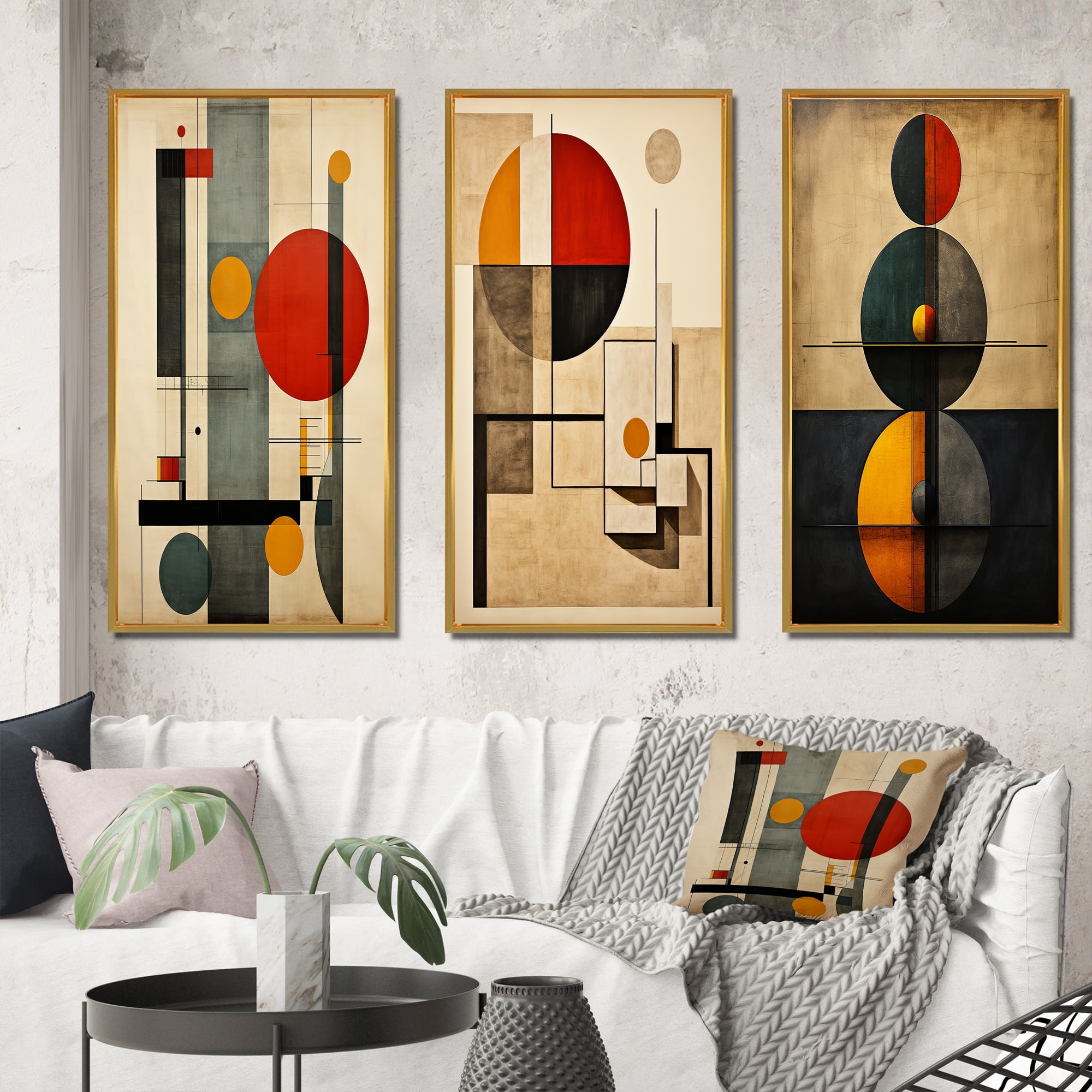 Designart "Vintage Geometry in Dreamy Retro Colors" Modern Geometric