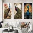 thumbnail image 1 of Designart "Vintage Glorious Peacock Illustration" Animals Peacock Framed Wall Art Set Of 3 - Blue Peacock Frame Gallery Set For Office Decor, 1 of 6