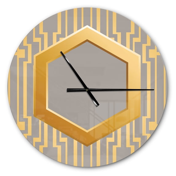 Designart 'Vintage Gold and Grey design ' Shabby Chic wall clock