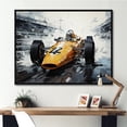 thumbnail image 1 of Designart "Vintage Grand Prix Racing Formula Car in Yellow and Black I" Architecture Framed Wall Art - Modern Yellow Race Tracks Living Room Framed Canvas Art, 1 of 6