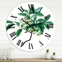 Designart 'Vintage Green Leaves Plants Iv' Traditional Wall Clock