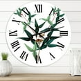 thumbnail image 1 of Designart 'Vintage Green Leaves Plants Viii' Traditional Wall Clock, 1 of 5