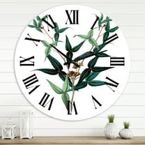 Designart 'Vintage Green Leaves Plants Viii' Traditional Wall Clock