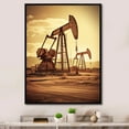 thumbnail image 1 of Designart "Vintage Horizon With Oil Drilling Rig" Oil Rigs / Fields Floater Framed Wall Decor, 1 of 5