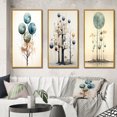 thumbnail image 1 of Designart "Vintage Illustration Geometric Tree of Wisdom III" Modern Geometric Framed Wall Art Set Of 3 - Blue Abstract Frame Canvas Set For Living Room Decor, 1 of 7