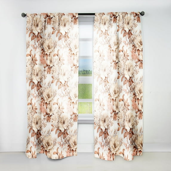 Designart "Vintage Inspired Floral Patterns V" Plants Room Darkening Curtain Single Panel