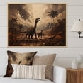 thumbnail image 1 of Designart "Vintage Landscape of Jurassic Dinosaurs II" Animals Framed Wall Art - Modern Brown Dinosaur Living Room Framed Canvas Art, 1 of 6