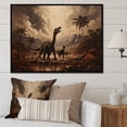 thumbnail image 1 of Designart "Vintage Landscape of Jurassic Dinosaurs II" Animals Framed Wall Art - Modern Brown Dinosaur Living Room Framed Canvas Art, 1 of 6