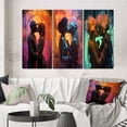 thumbnail image 1 of Designart "Vintage Lovers Kissing in Retro Colors I" Couple Wall Art Set Of 3 - Glam Pink Gallery Set For Office Decor, 1 of 6