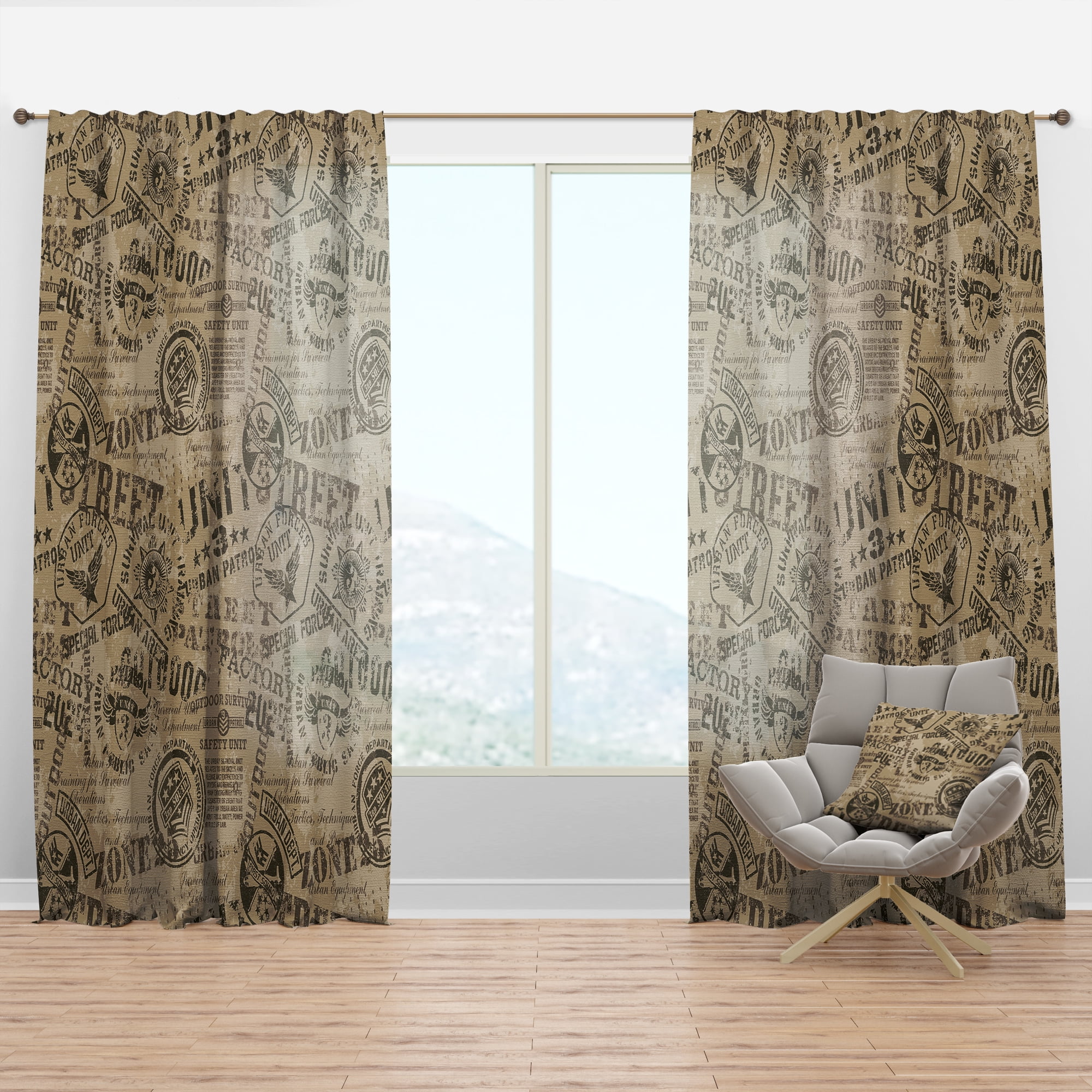 Designart 'Vintage Military Badges' Americana Curtain Panel