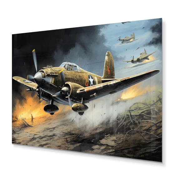 Designart "Vintage Military Plane from World War II II" Military Metal Art Living Room