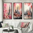thumbnail image 1 of Designart "Vintage New York with Empire State Building II" City New York Framed Wall Art Set Of 3 - Pink New York Frame Gallery Wall Set For Home Decor, 1 of 6