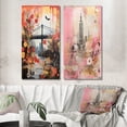 thumbnail image 1 of Designart "Vintage New York with Manhattan Bridge" City New York Wall Art Set Of 2 - Traditional Pink Canvas Set For Living Room Decor, 1 of 6