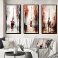 thumbnail image 1 of Designart "Vintage Paris Couple in Love with Eiffel Tower V" City Paris Framed Wall Art Set Of 3 - Red Paris Frame Canvas Set For Living Room Decor, 1 of 6