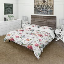 Designart 'Vintage Pattern: Bird, Flowers, Leaves' Farmhouse Duvet Cover Set
