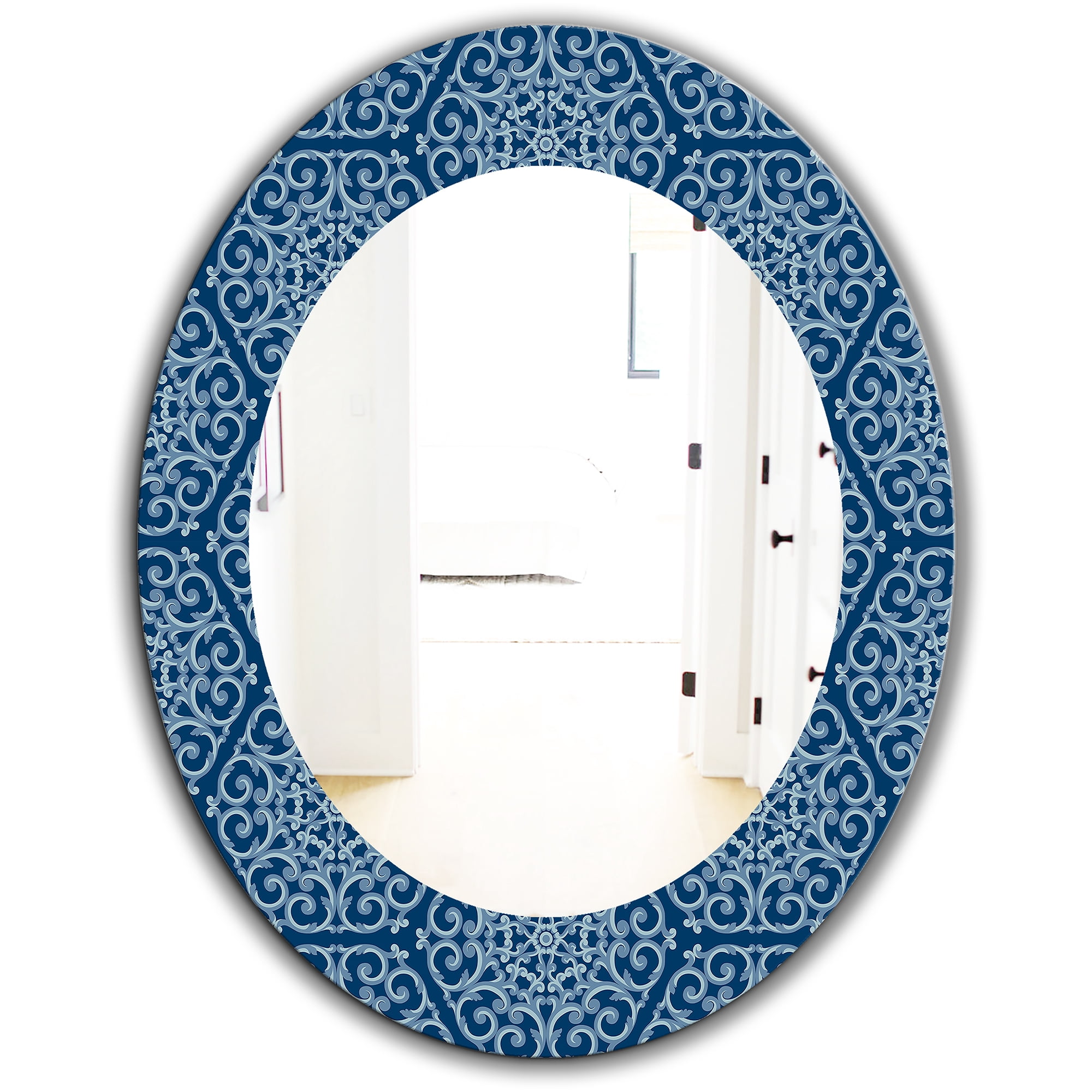 Designart 'Vintage Pattern' Modern Mirror - Oval or Round Wall Mirror