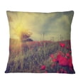 thumbnail image 1 of Designart Vintage Photo of Poppies at Sunset - Floral Throw Pillow - 18x18, 1 of 1
