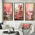 thumbnail image 1 of Designart "Vintage Pink Collage San Francisco Dreams I" San Francisco Framed Wall Art Set Of 3 - Pink Industrial Frame Gallery Wall Set For Home Decor, 1 of 6