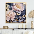 thumbnail image 1 of Designart "Vintage Pink Peonies On A Blue Background" Poppies Floater Framed Wall Decor, 1 of 5