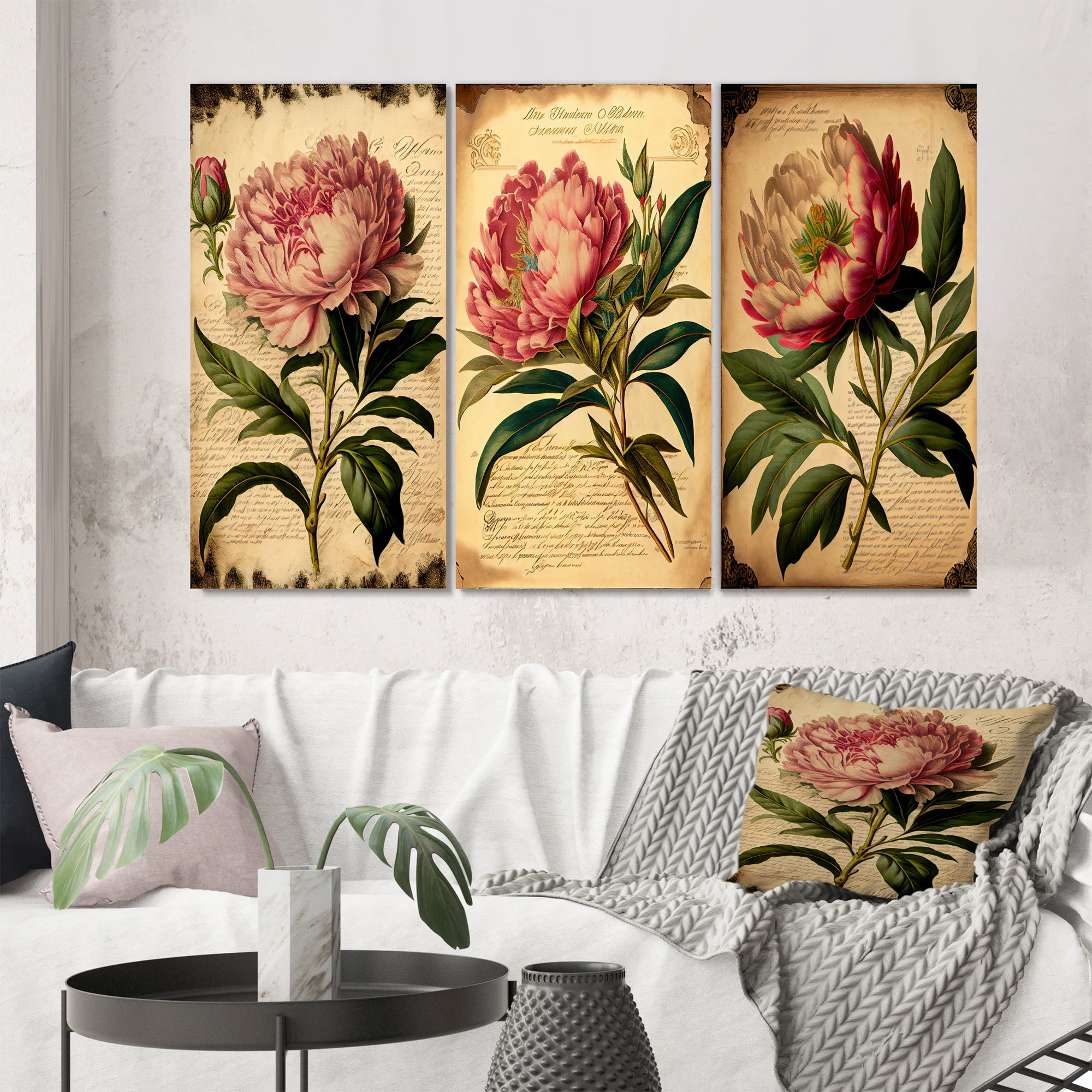 Designart "Vintage Pink and White Peony Nostalgic Beauty I" Floral ...