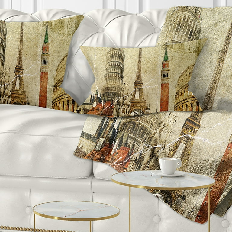 Designart Vintage Postal Card Contemporary Throw Pillow 12x20 Walmart