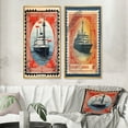 thumbnail image 1 of Designart "Vintage RMS Titanic Postal Stamp II" Boat Framed Wall Art Set Of 2 - Modern Red Framed Wall Art Set Of 2, 1 of 6