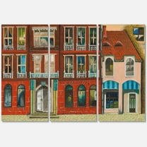 Designart ' Vintage Red Facade of Shop In Paris I ' French Country Canvas Wall Art Print