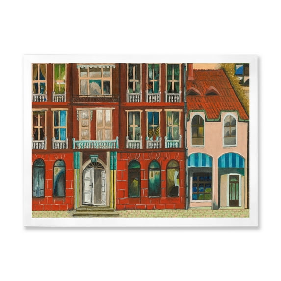 Designart 'Vintage Red Facade of Shop In Paris I' French Country Framed Art Print