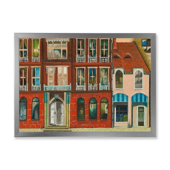 Designart 'Vintage Red Facade of Shop In Paris I' French Country Framed Art Print