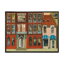 Designart 'Vintage Red Facade of Shop In Paris I' French Country Framed Canvas Wall Art Print