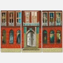 Designart ' Vintage Red Facade of Shop In Paris II ' French Country Canvas Wall Art Print