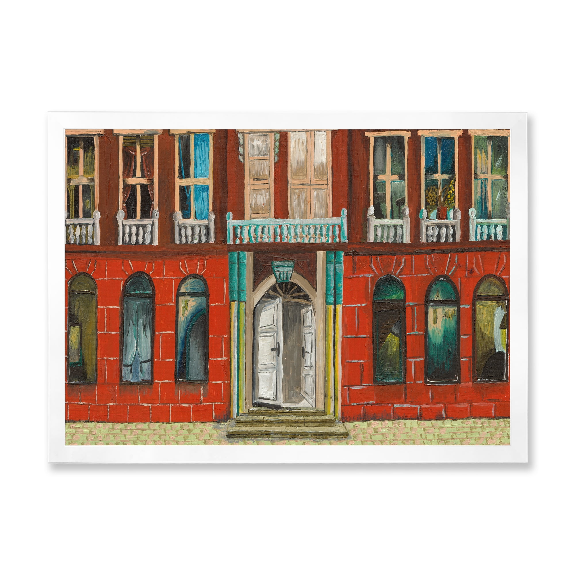 Designart 'Vintage Red Facade of Shop In Paris II' French Country Framed Art Print