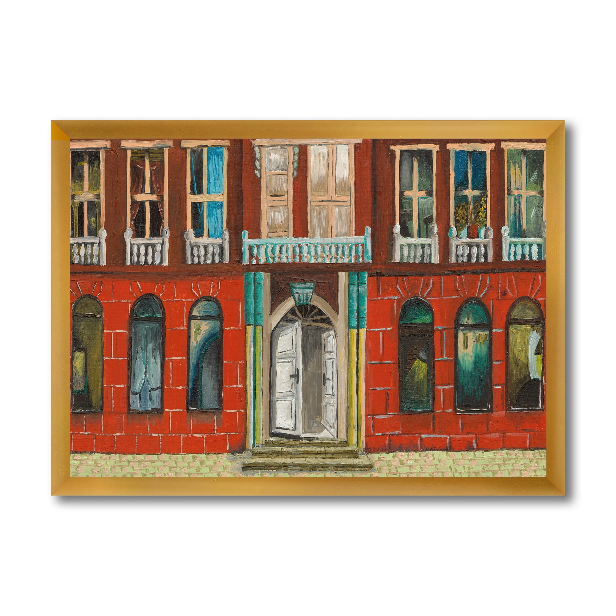Designart 'Vintage Red Facade of Shop In Paris II' French Country Framed Art Print