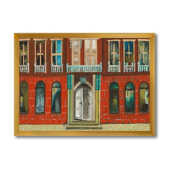 Designart 'Vintage Red Facade of Shop In Paris II' French Country Framed Art Print