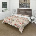 thumbnail image 1 of Designart 'Vintage Red Pink Flower and Leaves' Rustic Duvet Cover Set, 1 of 4