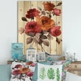 thumbnail image 1 of Designart 'Vintage Red and Orange Roses' Traditional Print on Natural Pine Wood, 1 of 5