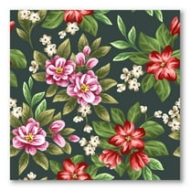 Designart ' Vintage Red and Pink Wildflowers I ' Traditional Canvas Wall Art Print