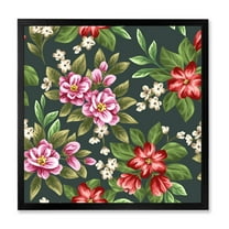 Designart 'Vintage Red and Pink Wildflowers I' Traditional Framed Art Print