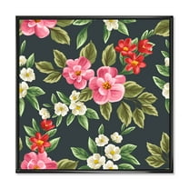Designart 'Vintage Red and Pink Wildflowers II' Traditional Framed Canvas Wall Art Print