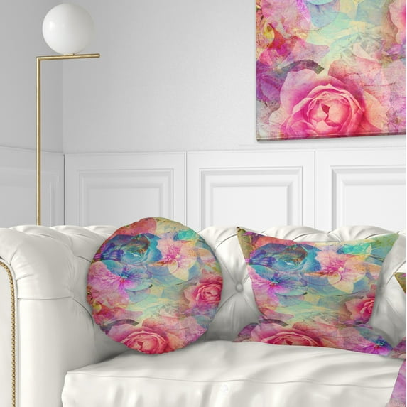 Designart Vintage Romantic Floral Art - Floral Throw Pillow - 12x20